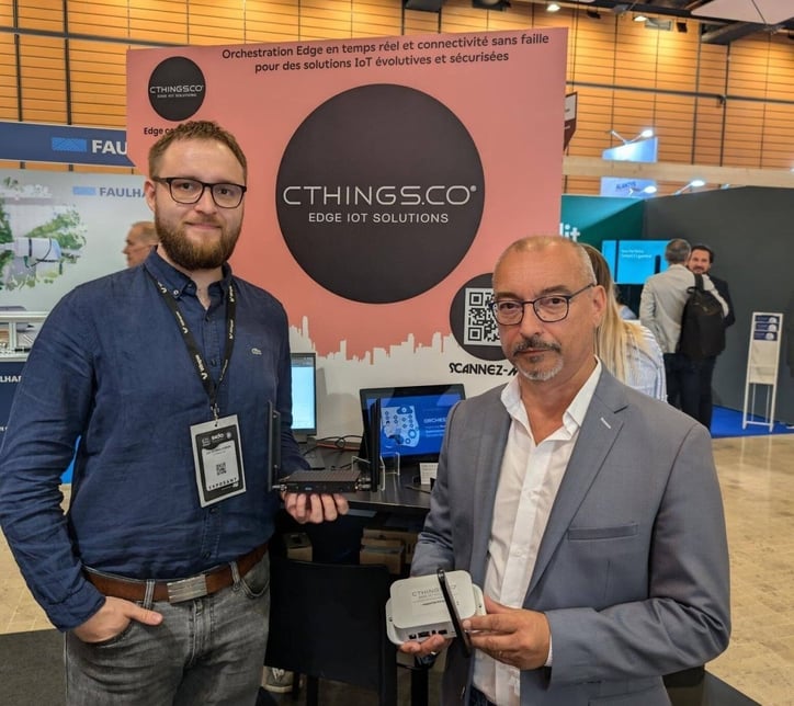 cthings.co team showcasing iot gateways and other solutions at the wirepas booth during sido lyon