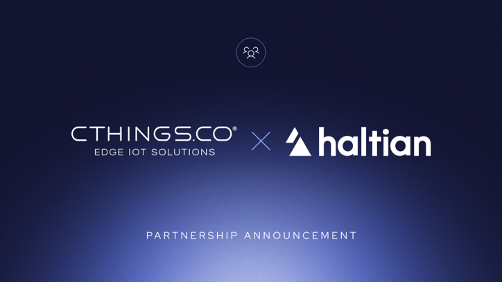 CTHINGS.CO and Haltian logos on a blue background with the text “Partnership Announcement”